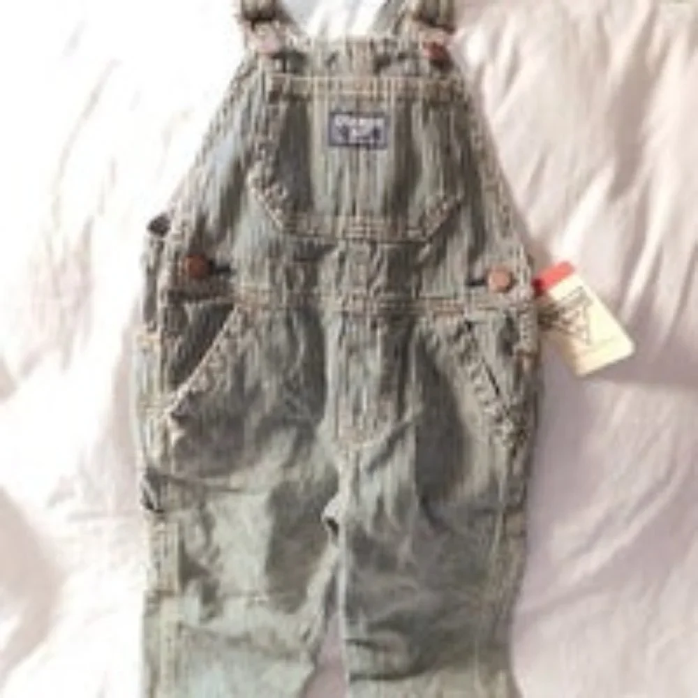 Oshkosh Railroad Stripe Overalls Size 24 Months NEW